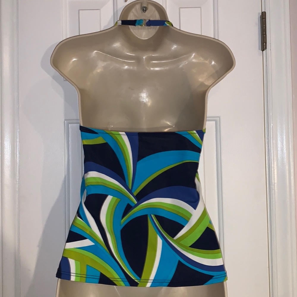 Caribbean Joe halter Tankini ruffled layered swim top size 10 - Picture 2 of 6